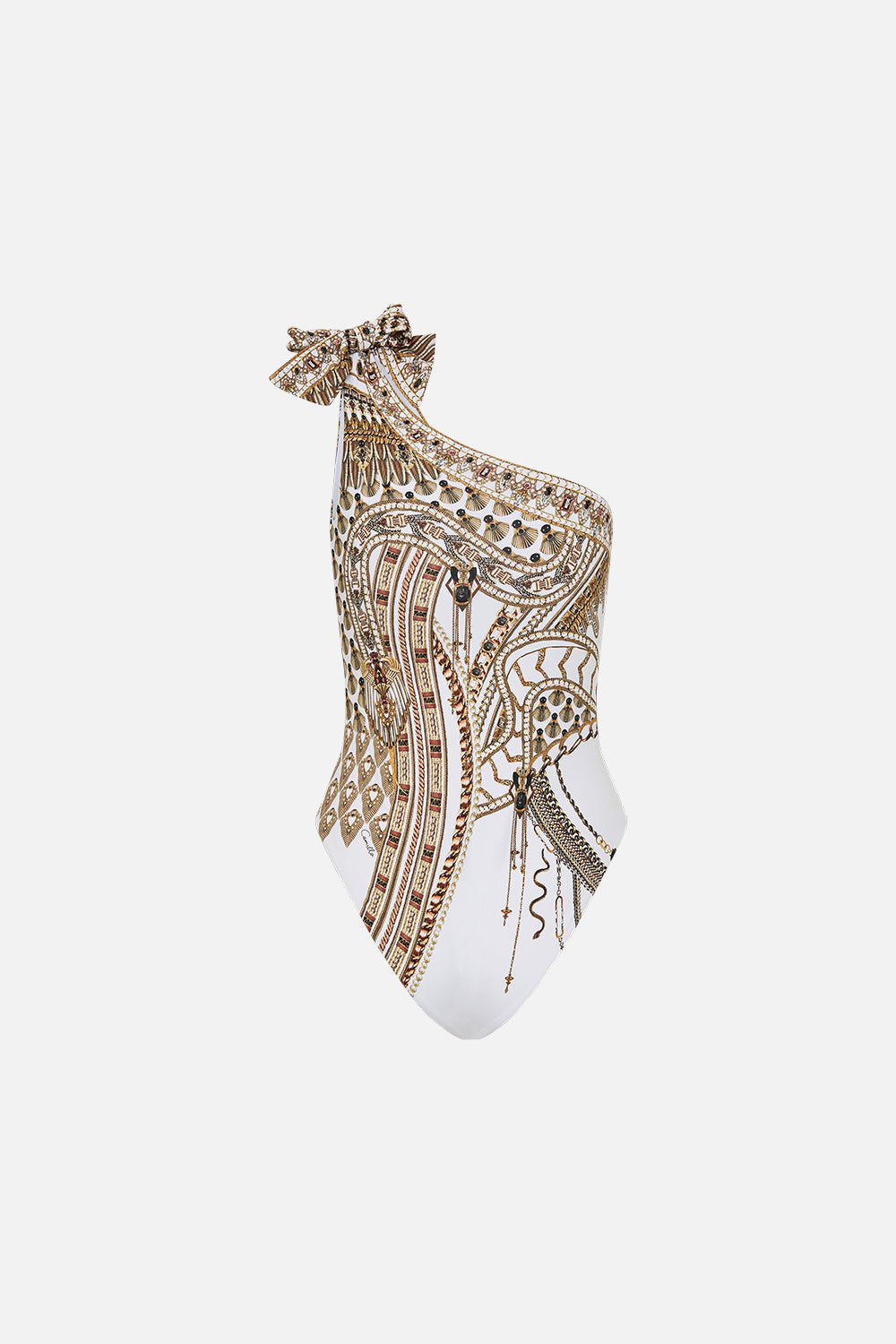 ONE SHOULDER TIE ONE PIECE WITH TRIM GODDESS ENERGY