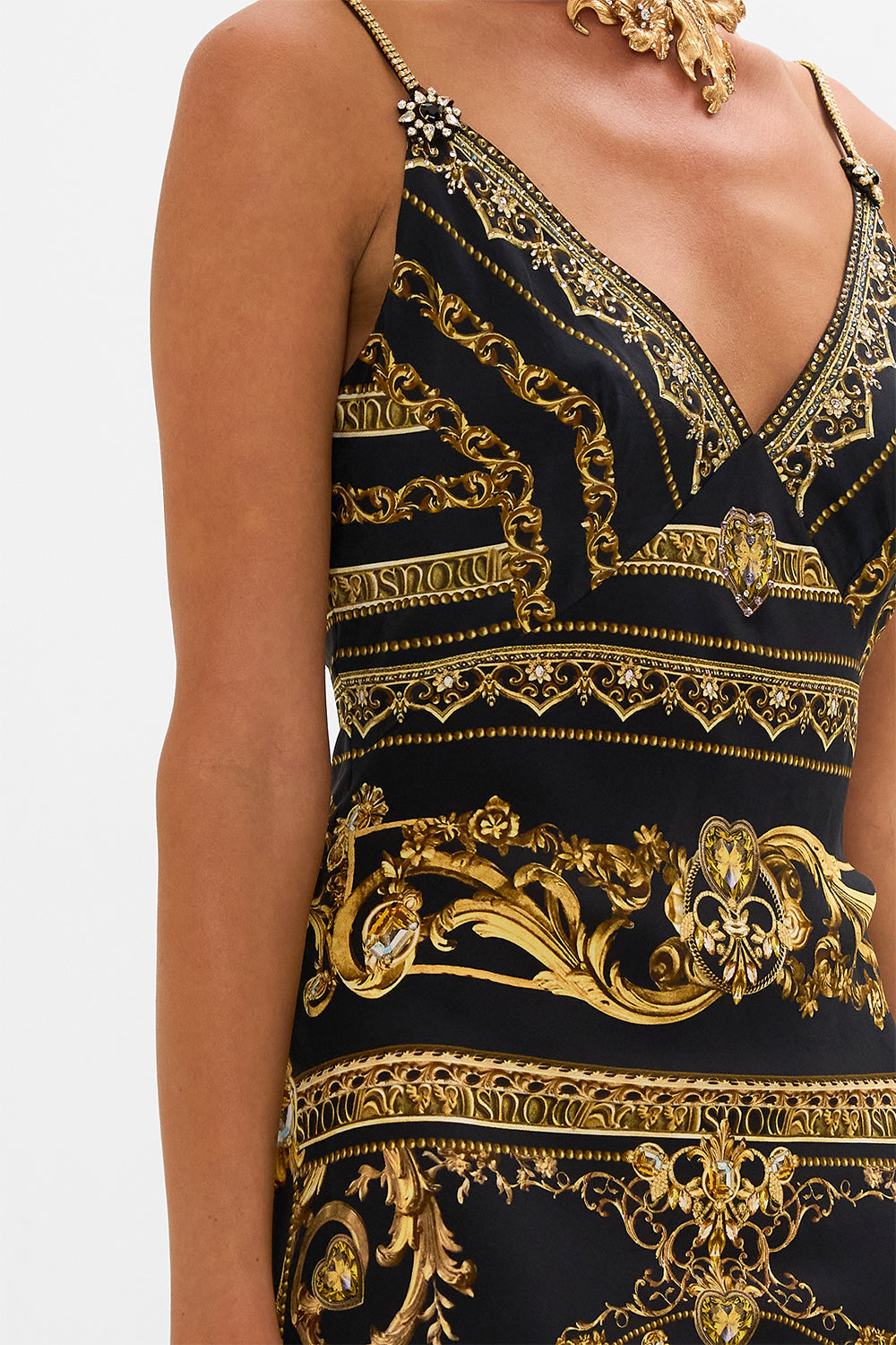 Disney CAMILLA silk slip dress in Once Upon A Time print 