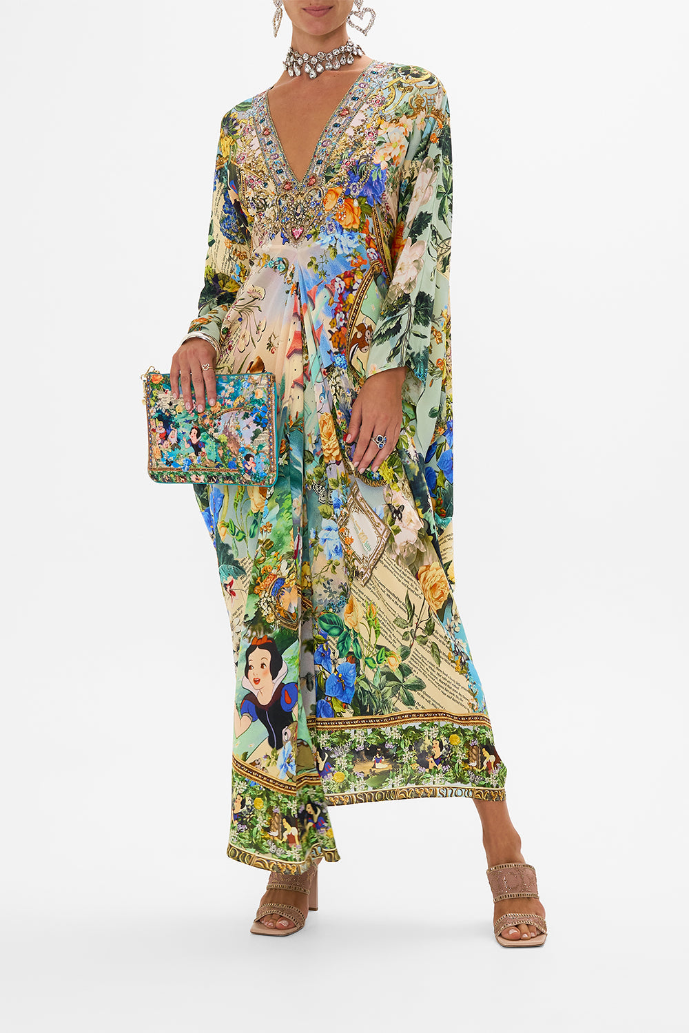 Disney CAMILLA silk kaftan in The Kindest One Of All print