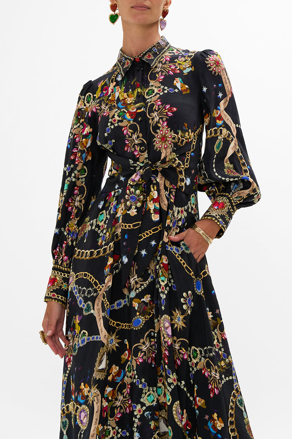 Disney CAMILLA silk shirt dress in Happily Ever After print