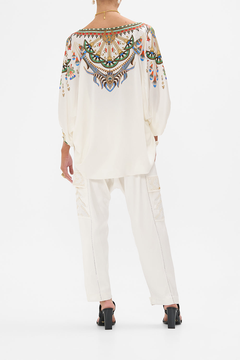 CAMILLA Raglan Sleeve Blouse with Cuff in Valley of the Queens print