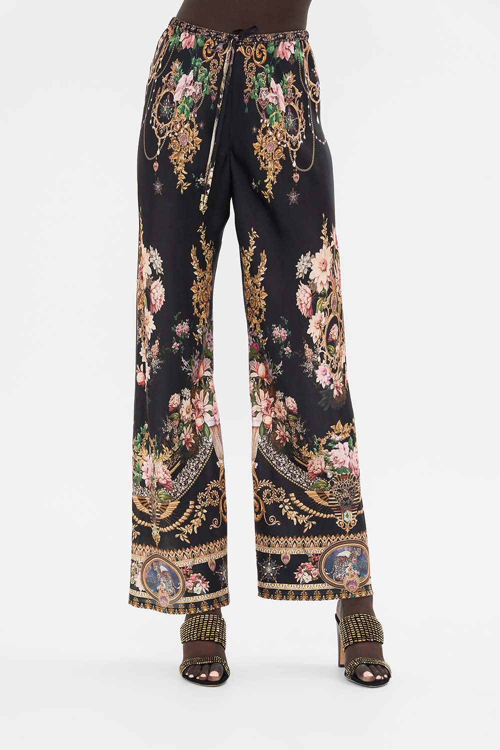 CAMILLA bias cut drawstring pant in Dyansty Daze print. 