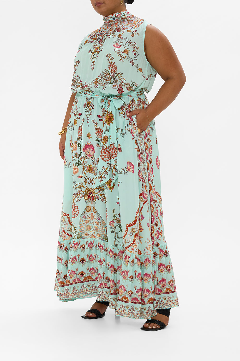 NECKTIE DRESS WITH ELASTICATED WAIST WEAVING WORLDS