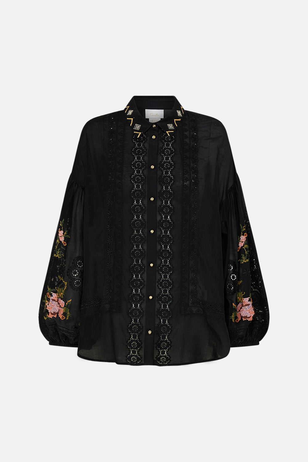 CAMILLA Embroidered Balloon Sleeve Shirt Blouse Loom to Tomb print