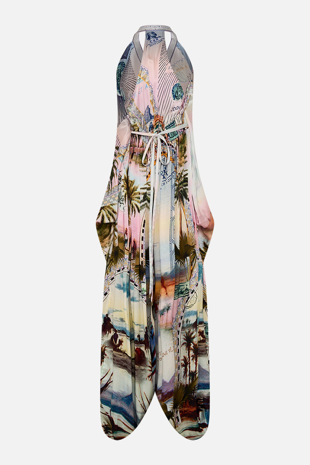 CAMILLA jumpsuit with drop crotch in Call Me in Cairo print. 