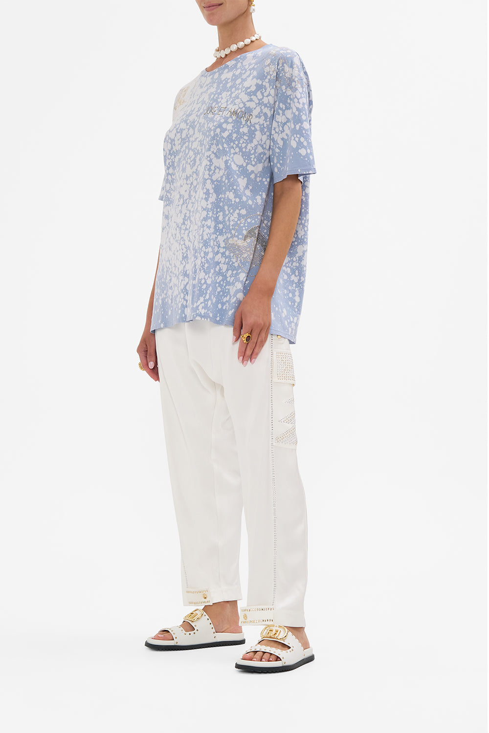 CAMILLA blue oversized band tee in Call Me in Cairo print 