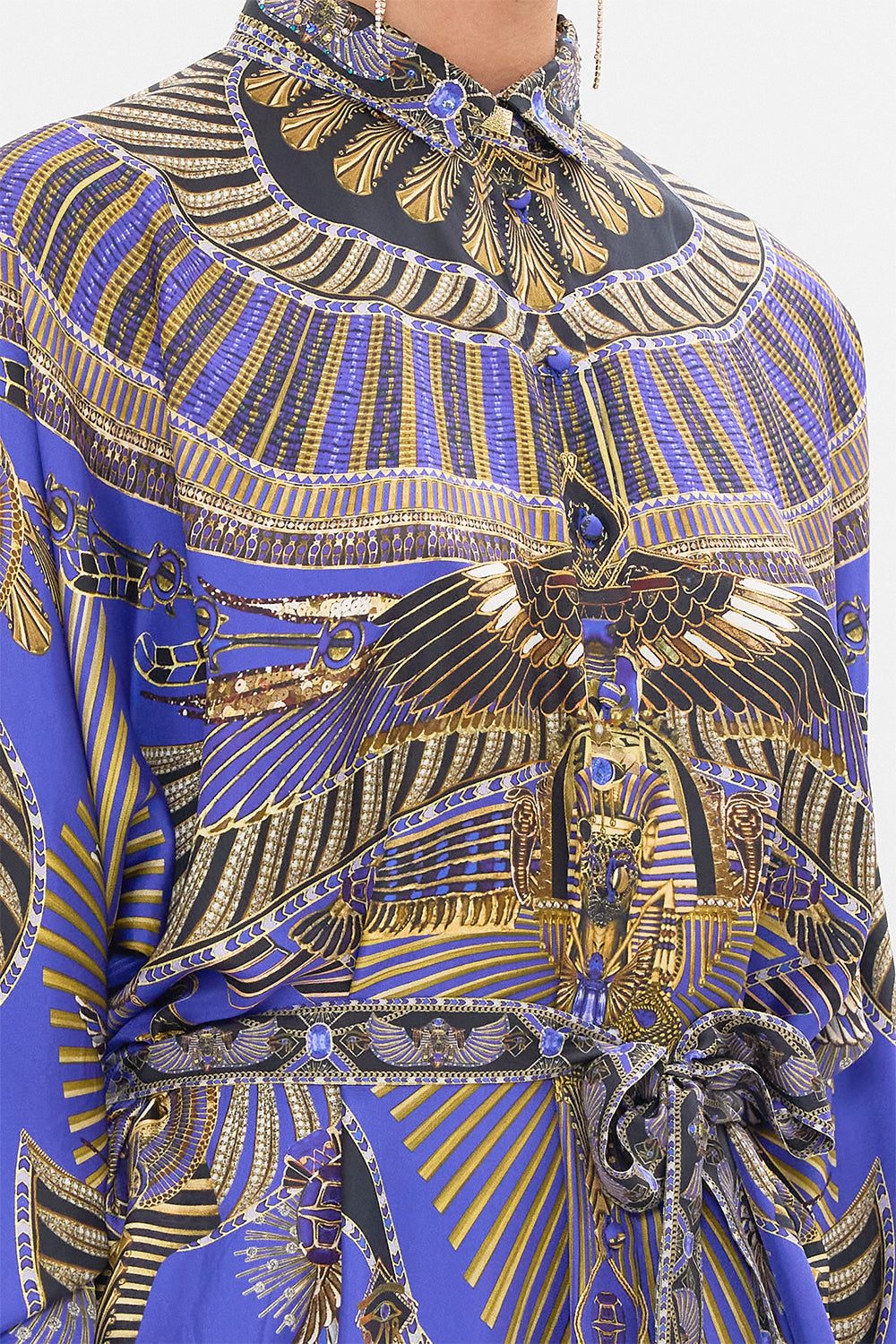 CAMILLA Collared Button Through Dress in My Fair Pharaoh print.  