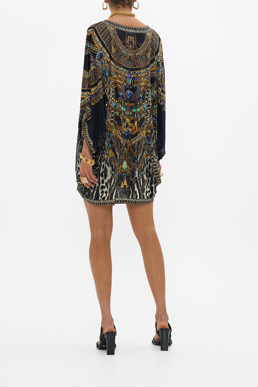 CAMILLA Bast Sleeve Dress in Cat Worship print. 