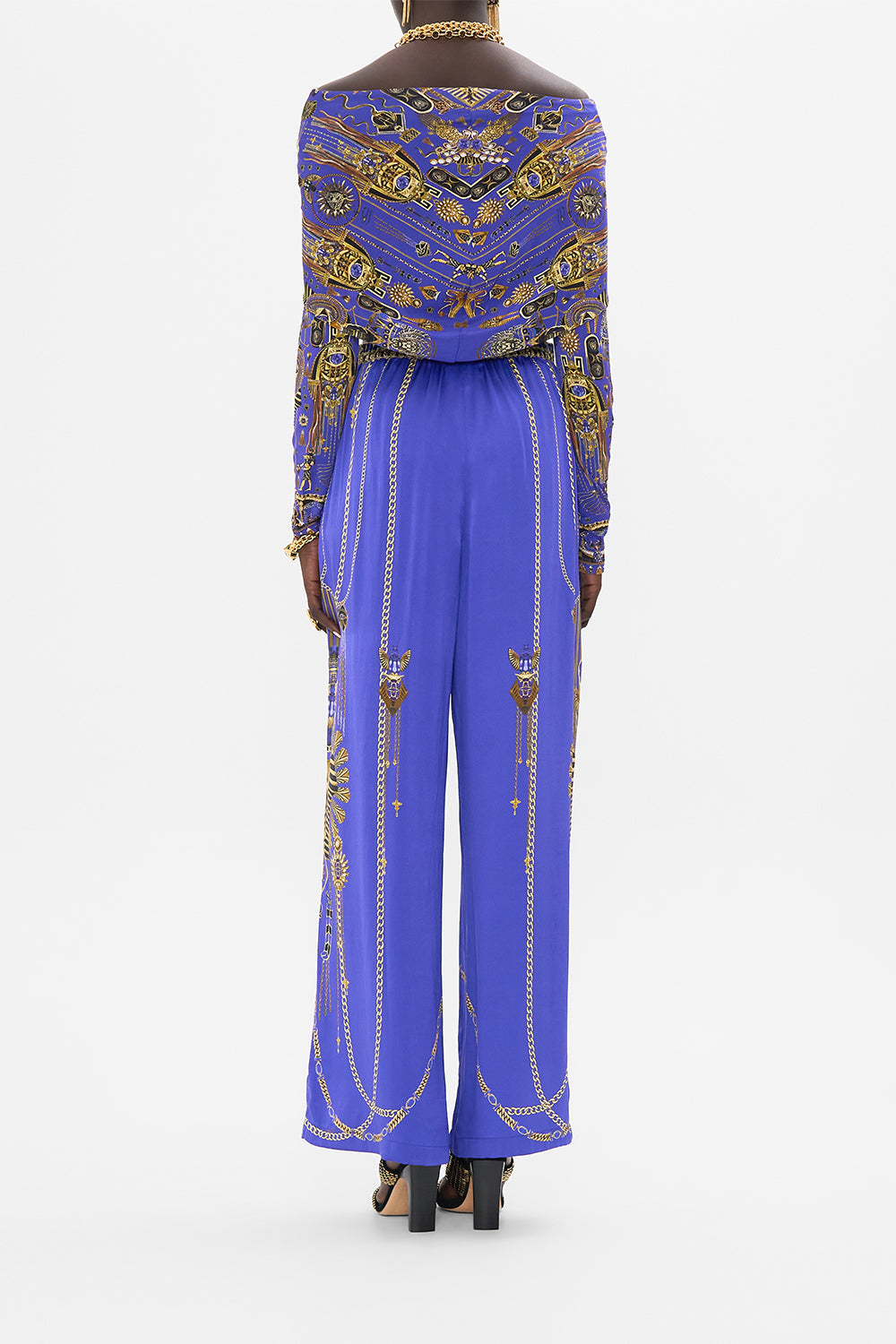 CAMILLA Minimal Wide Leg Pant in My Fair Pharaoh print. 