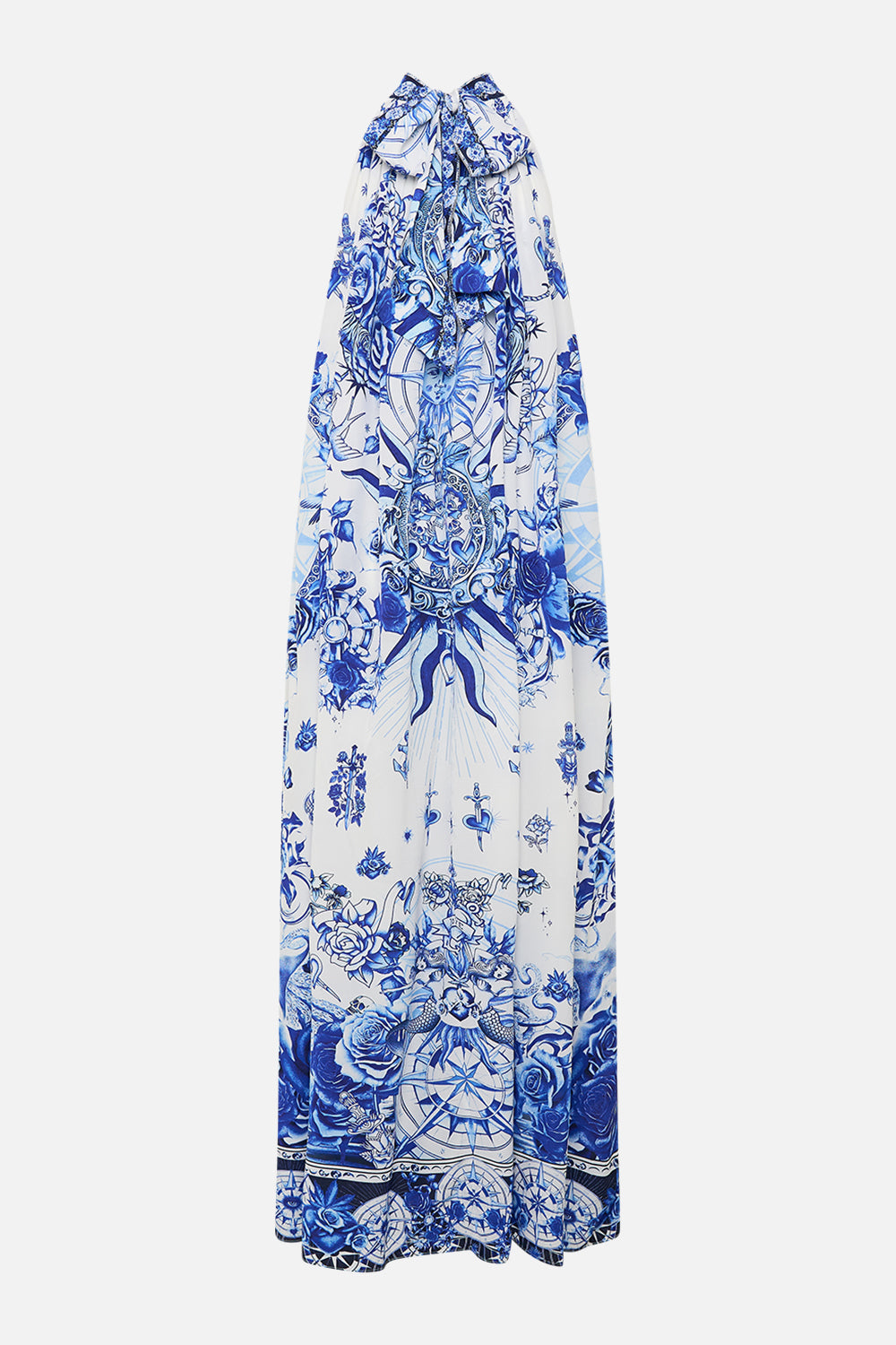 TIE NECK LONG DRESS IMMORTAL INK