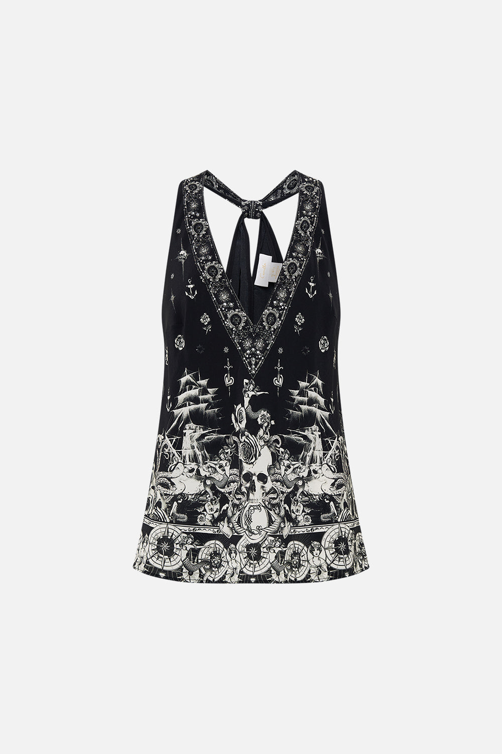 V NECK TOP WITH KNOT BACK TALES OF TATTOO