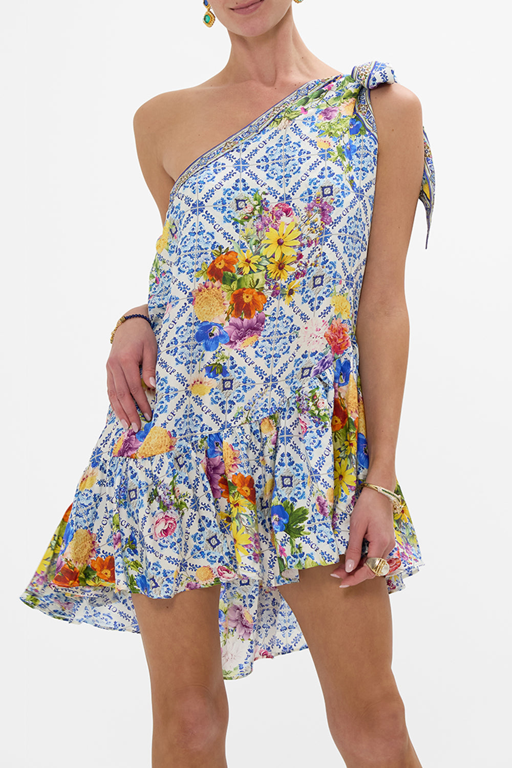 TIE ONE SHOULDER SHORT DRESS WALL TO WALL WONDERS