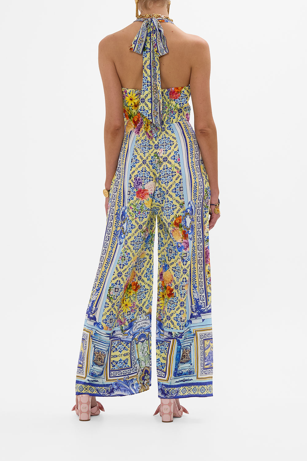 The CAMILLA BABIES DRESS WITH SHIRRING FAITH, LUCK & JUSTICE in our FAITH, LUCK & JUSTICE print.