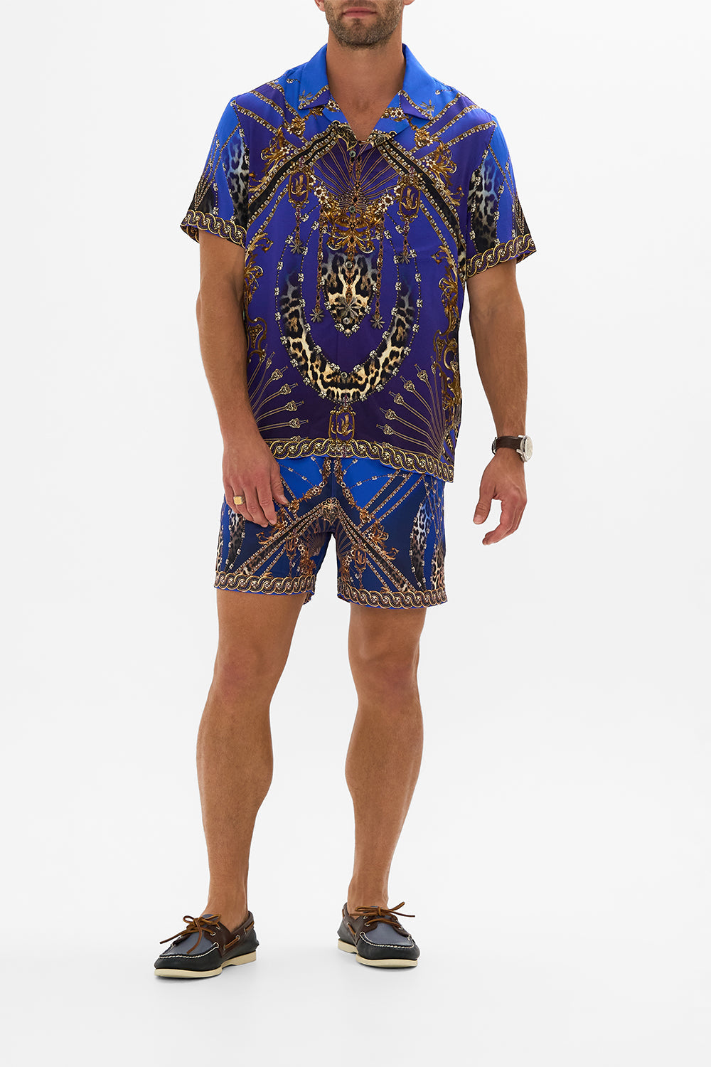 The CAMILLA BUTTON THROUGH BLOUSON SLEEVE BLOUSE MONARCHY MANIA in our  print.