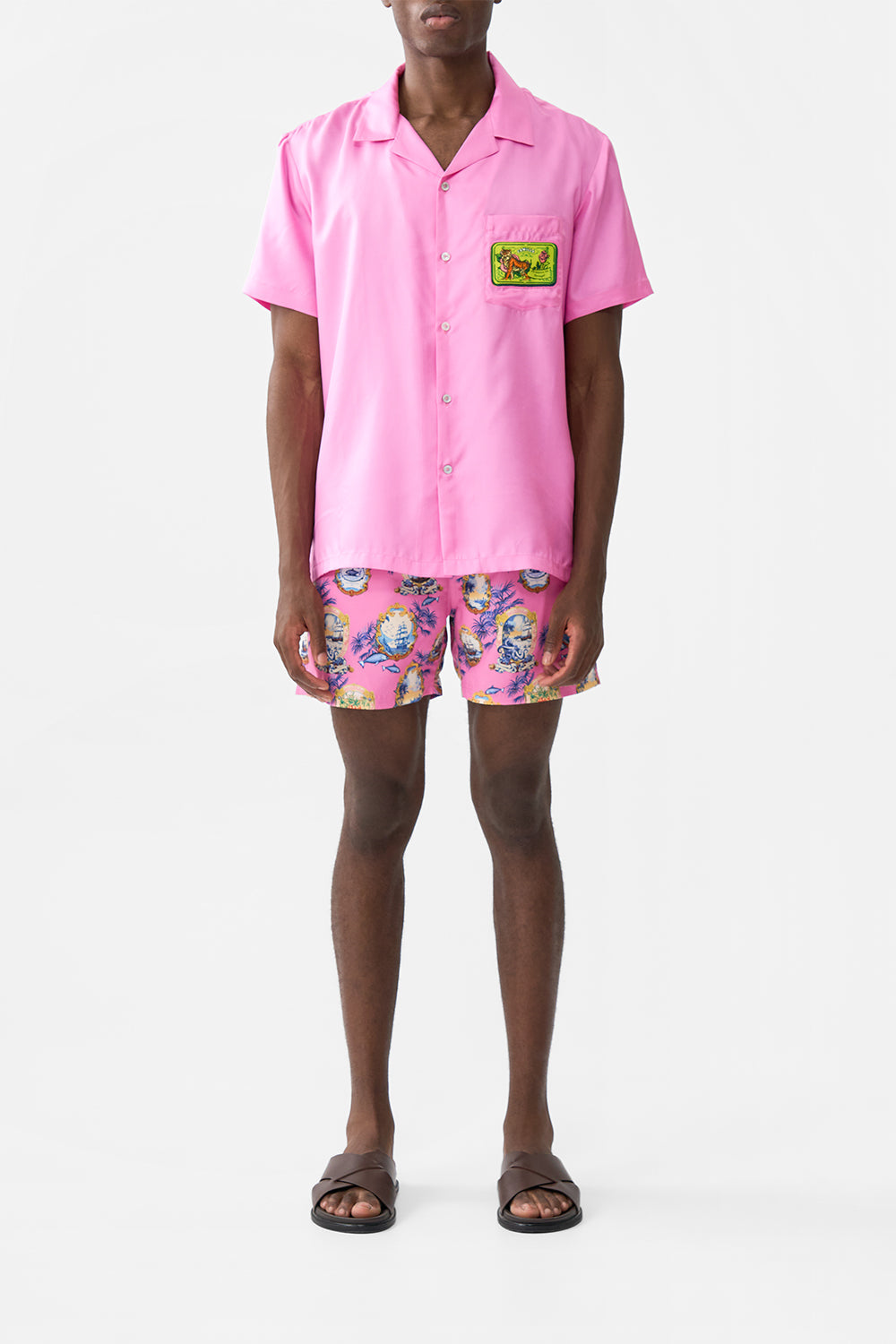 The CAMILLA FIXED WAIST MID LENGTH WALK SHORT CORRIDOR OF CALM in our  print.