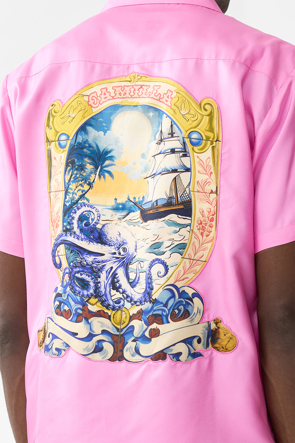 The CAMILLA V NECK TOP WITH KNOT BACK PALACIO POETRY in our  print.