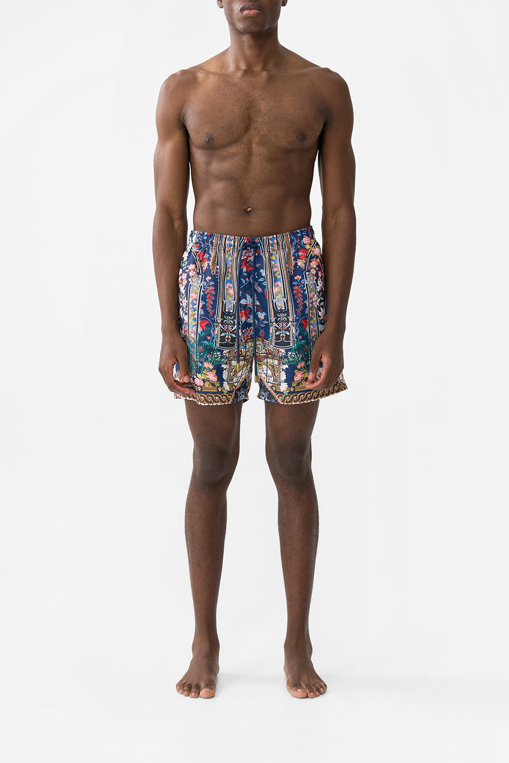 The CAMILLA HEADSCARF WITH LONG TIES SALTY SPLENDOUR in our SALTY SPLENDOUR print.