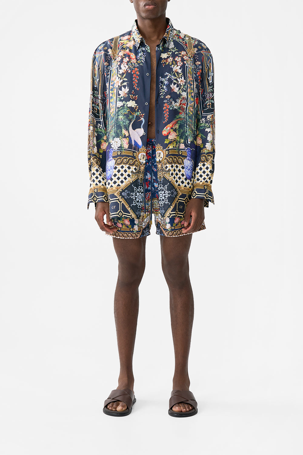 The CAMILLA SHORT SQUARE NECK SUNDRESS MONSERRATE MAGIC in our  print.