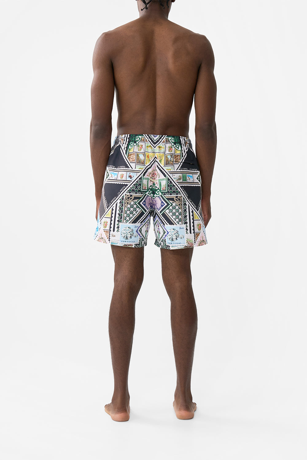 The CAMILLA MID LENGTH BOARDSHORT CORRIDOR OF CALM in our  print.