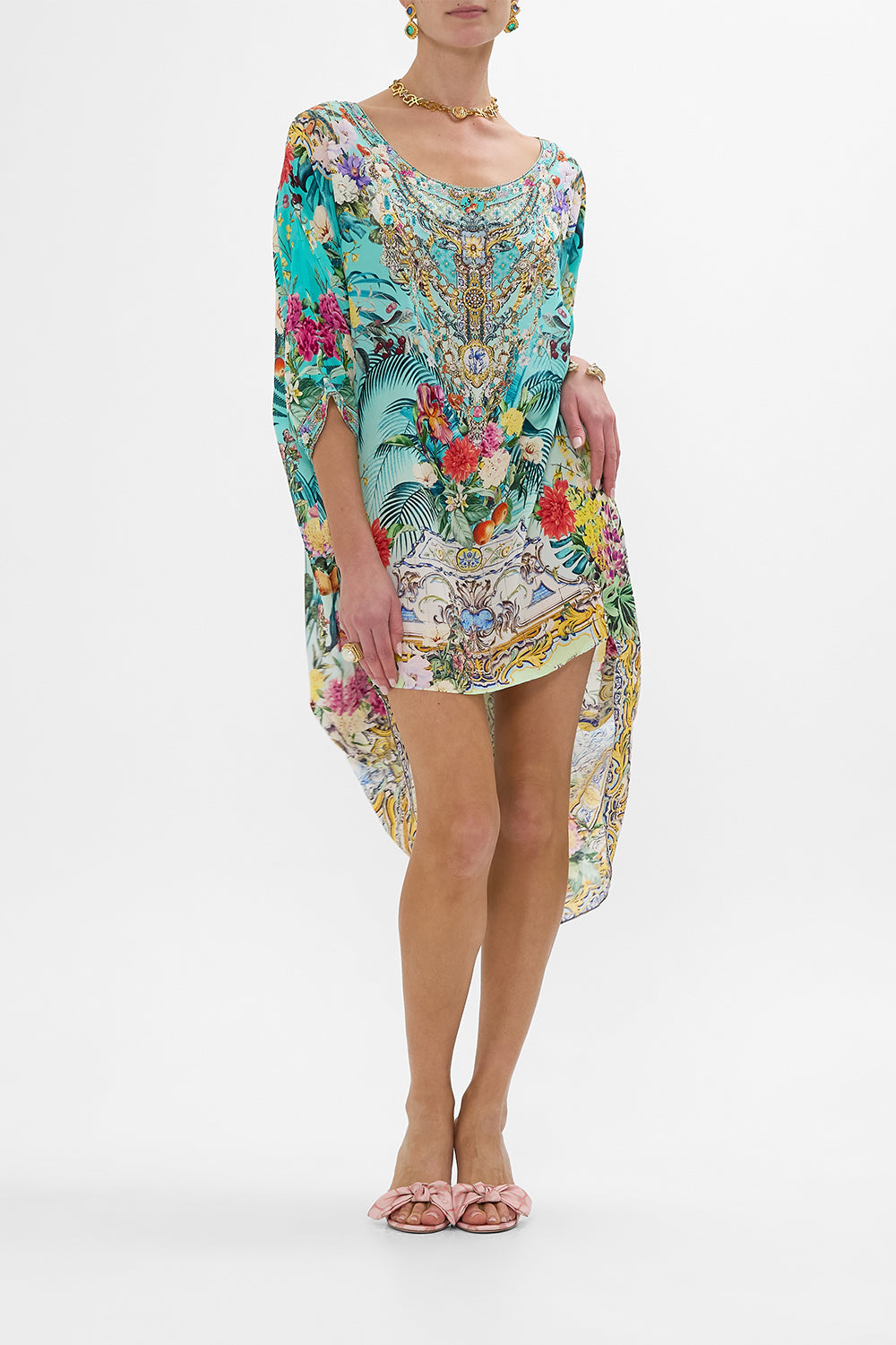 CAMILLA Scoop Back Hem Dress in Gardens Of Queluz print