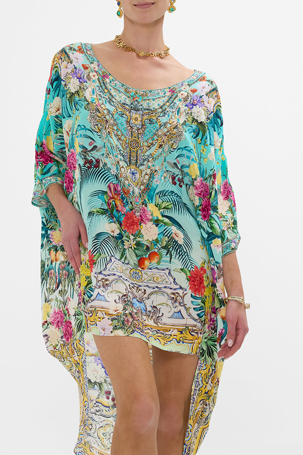 SCOOP BACK HEM DRESS GARDENS OF QUELUZ