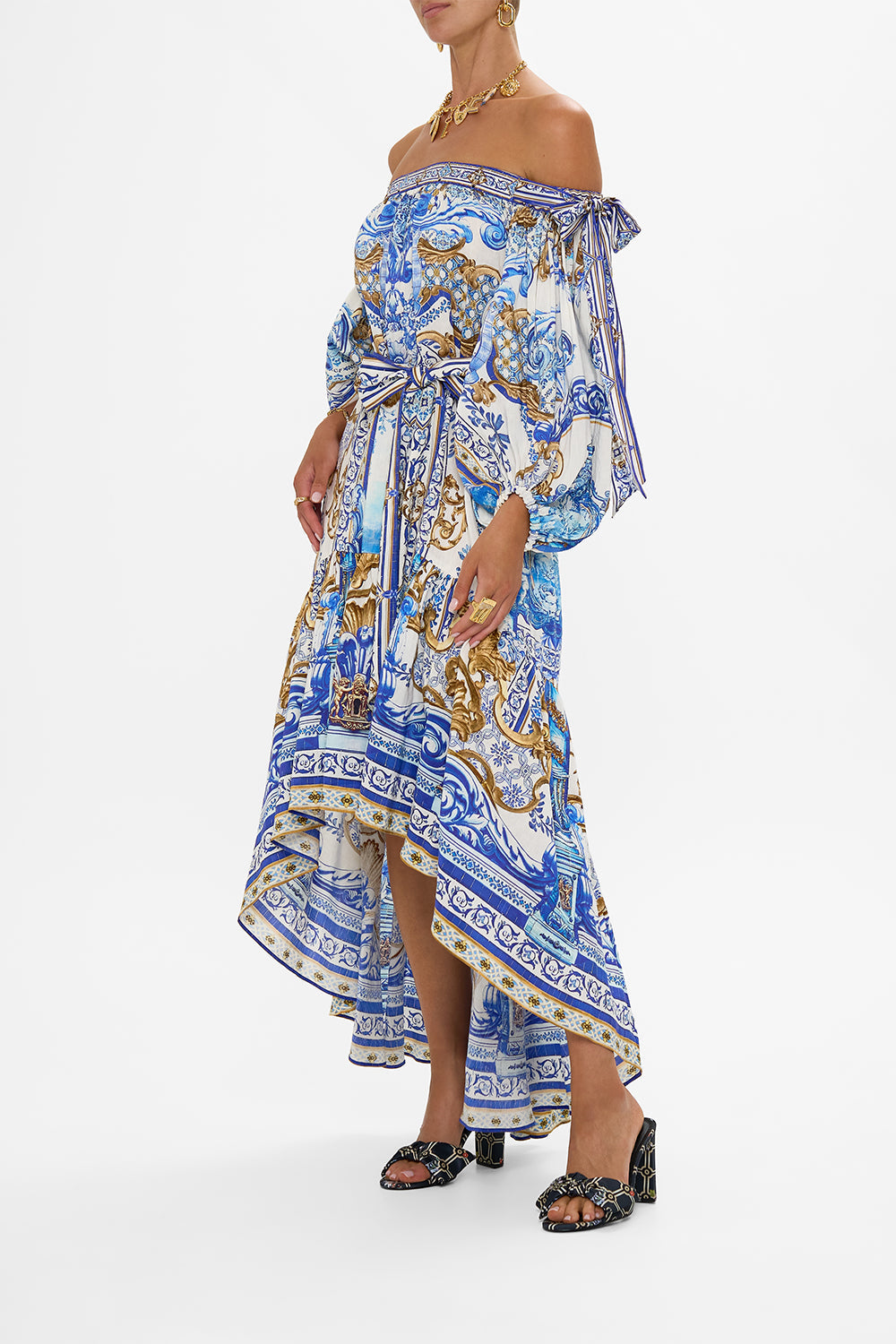 BOW SLEEVE MAXI DRESS AZUL ADVENTURES
