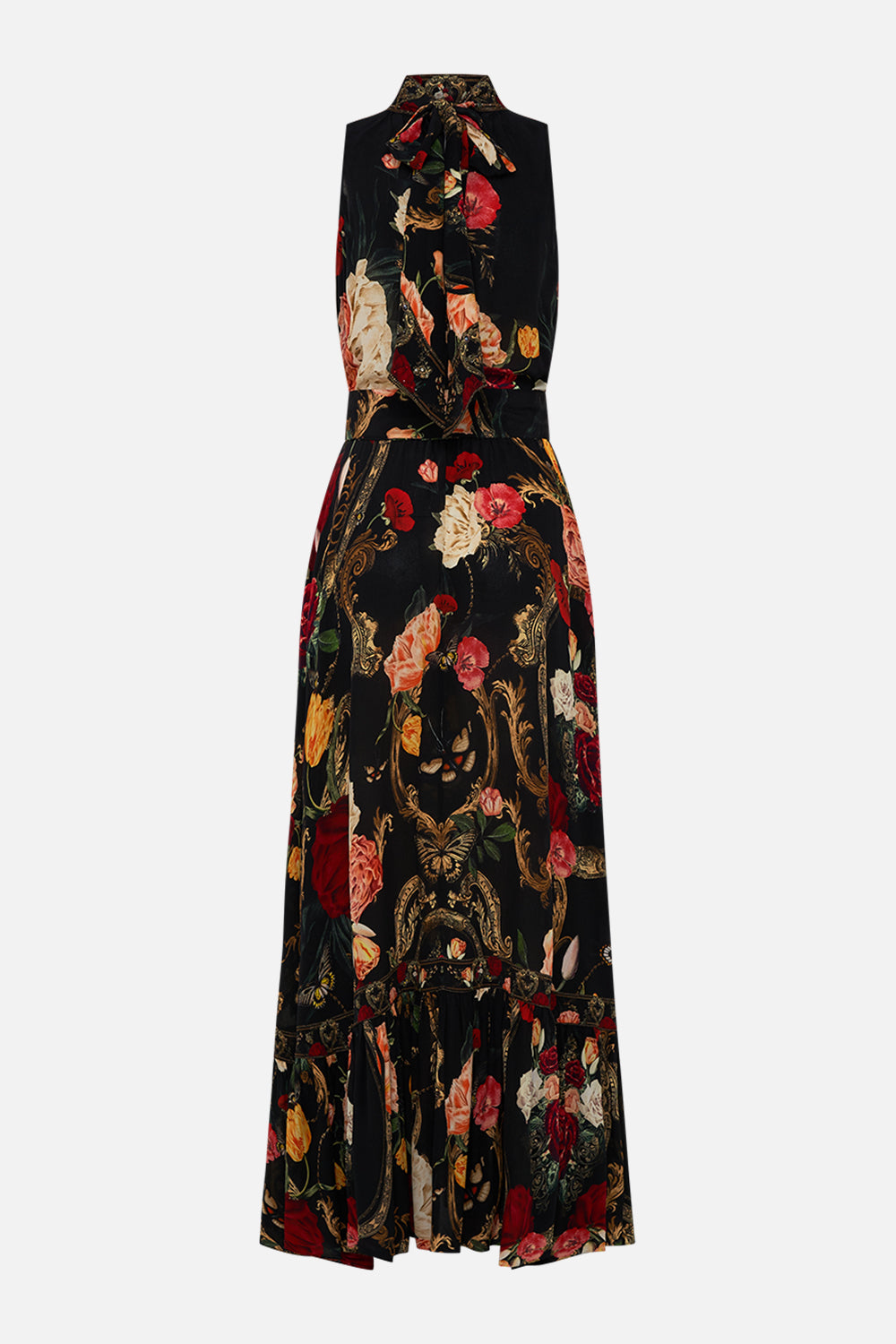 CAMILLA multicolor necktie dress with elasticated waist in Magic In The Manuscripts print.