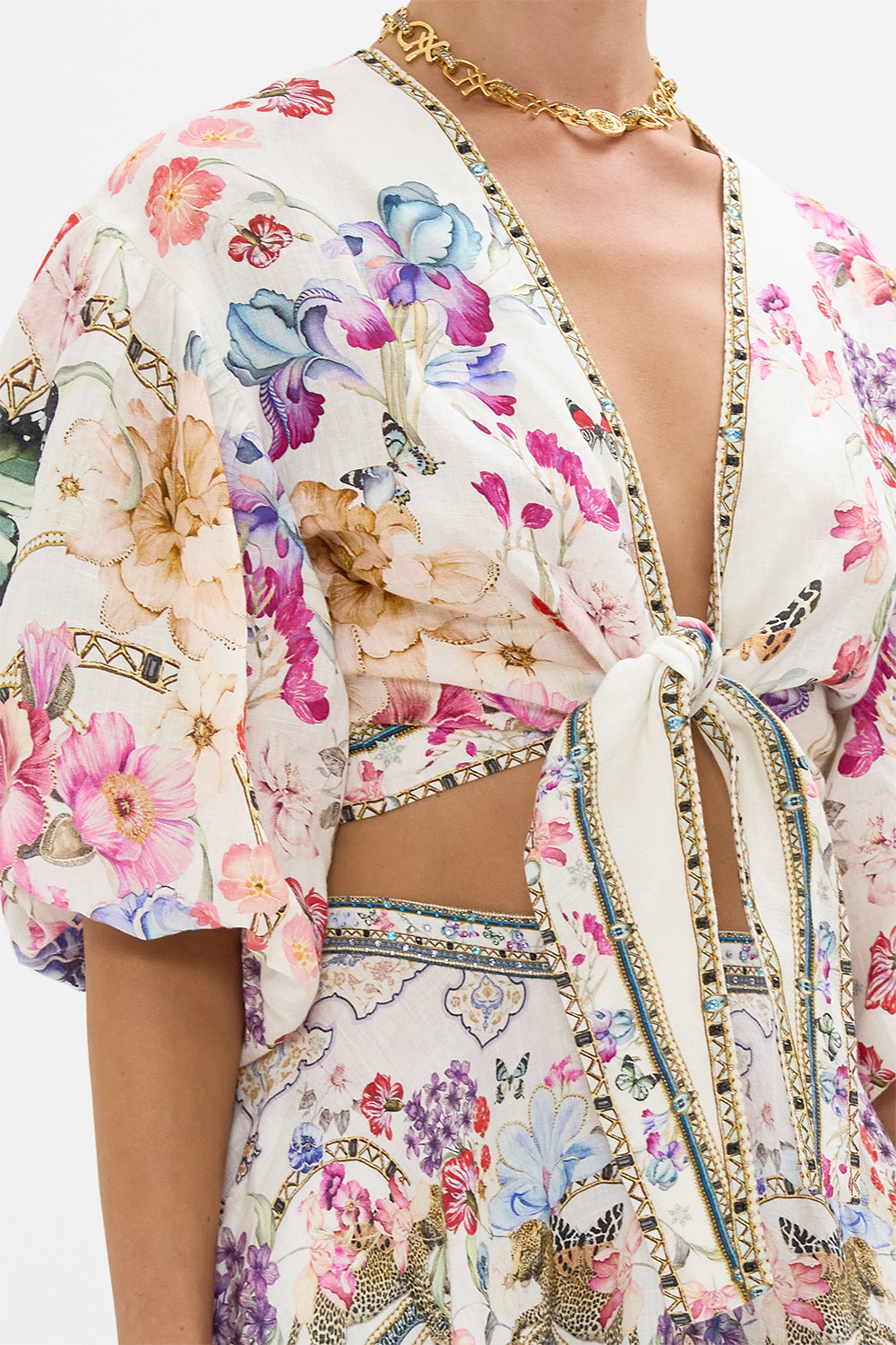 TIE FRONT PUFF SLEEVE TOP MONSERRATE MAGIC