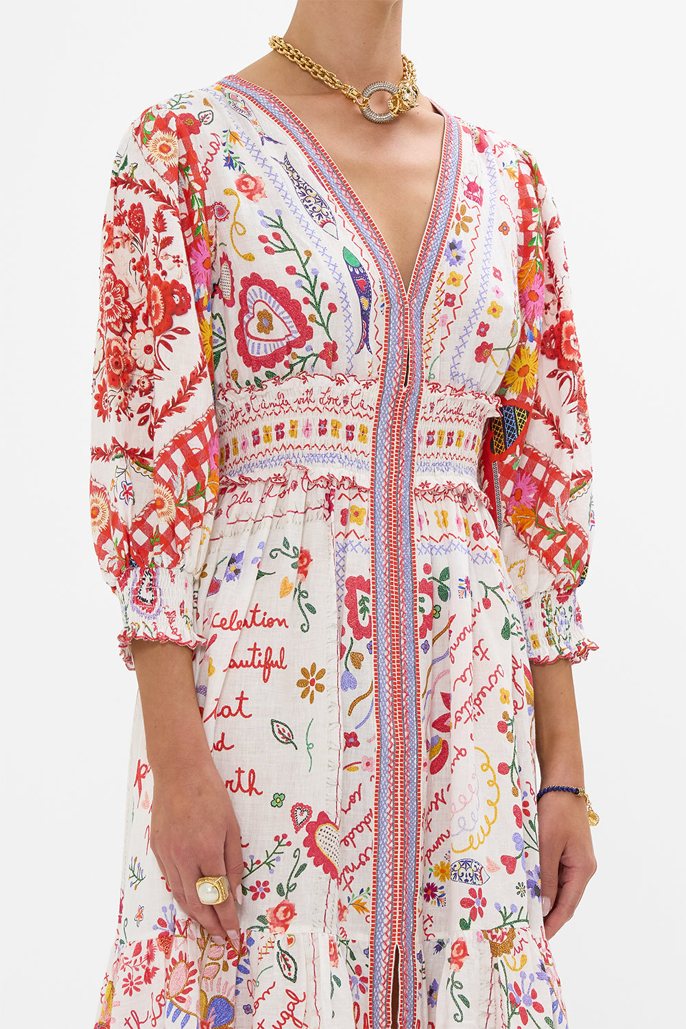 SHIRRED WAISTBAND LONG DRESS A KITSCH IN TIME