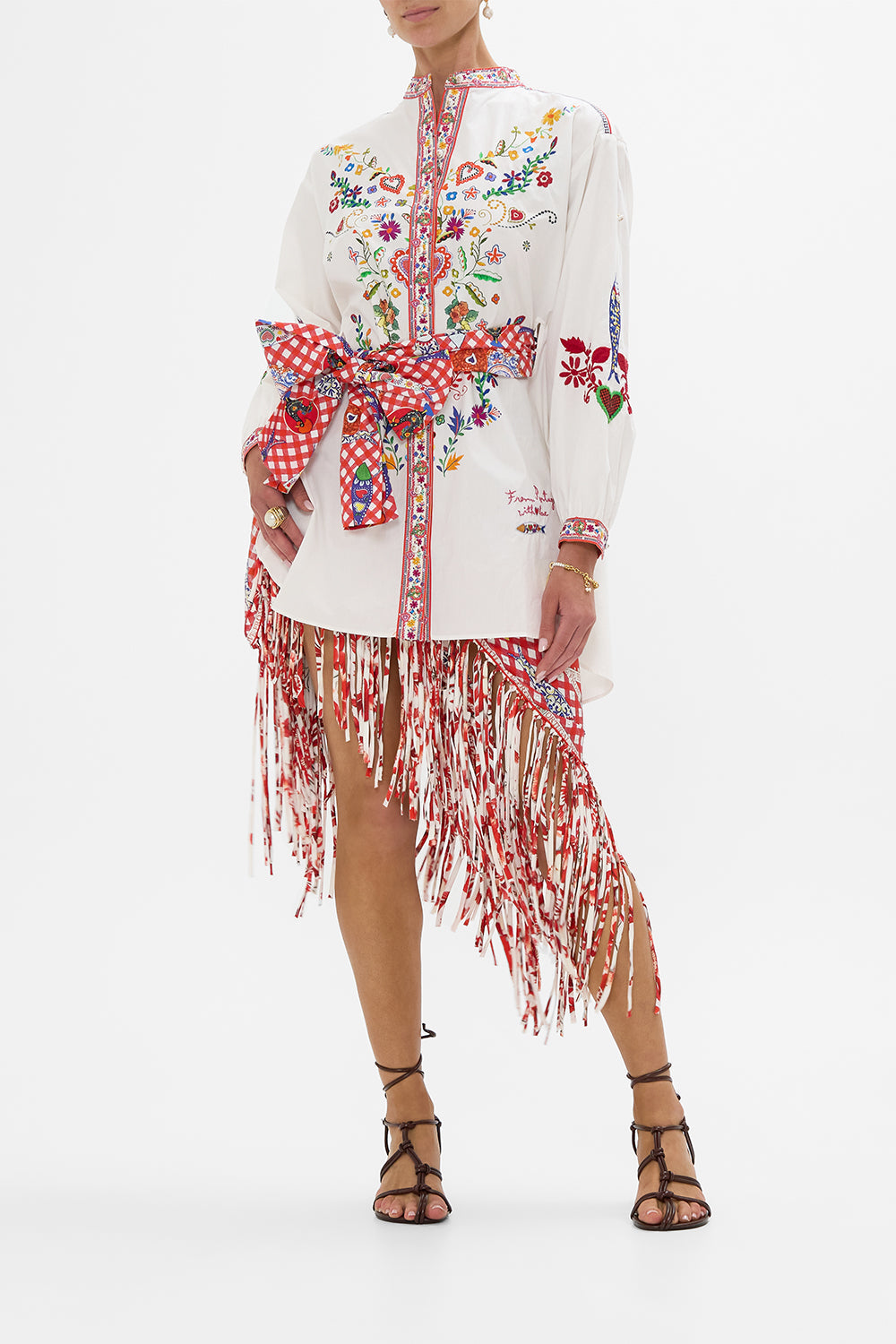 WAIST TIE BUTTON THROUGH SHIRT FAITH, LUCK & JUSTICE