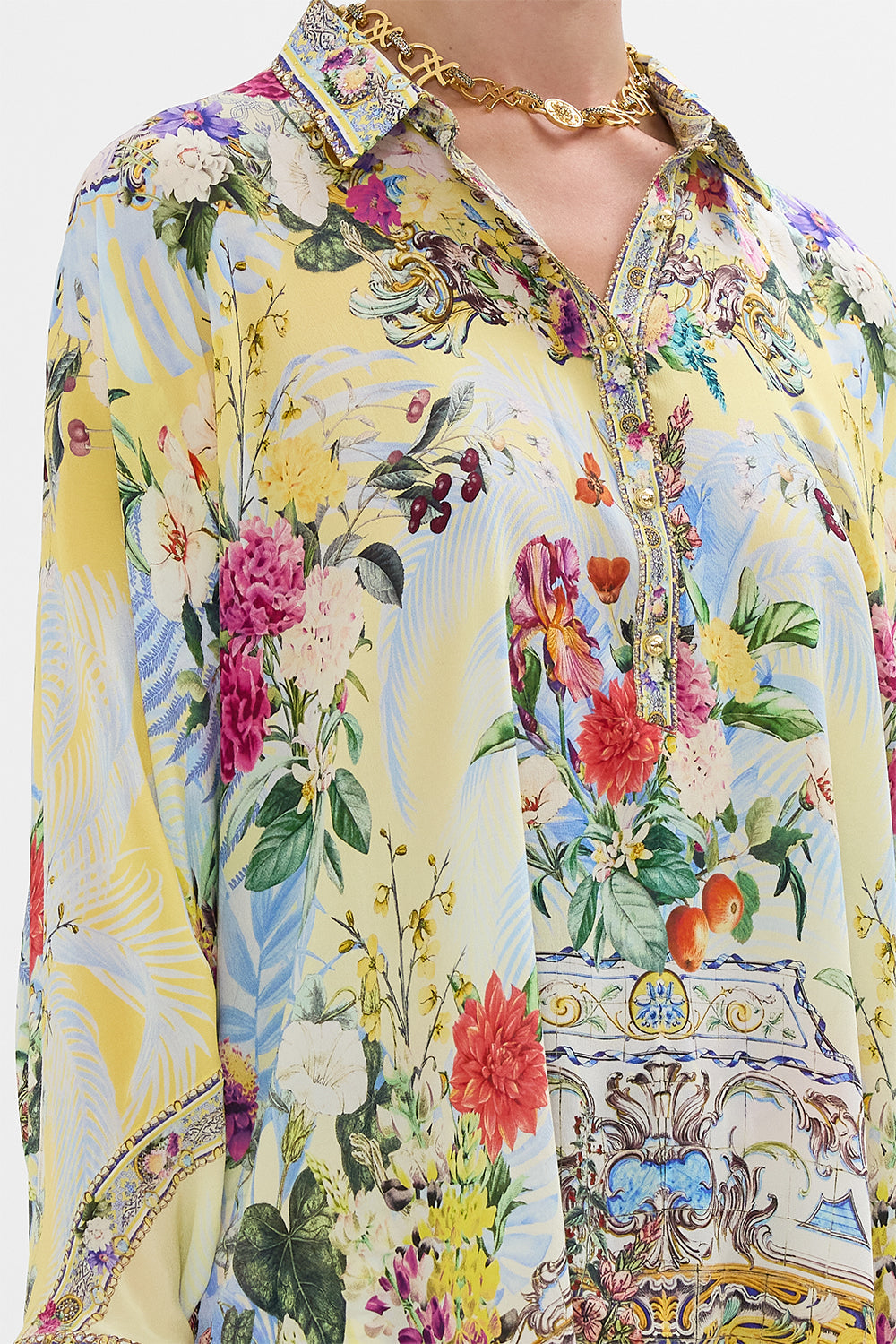 BUTTON UP TOP WITH DRAPED BACK FLOR FANTÁSTICA