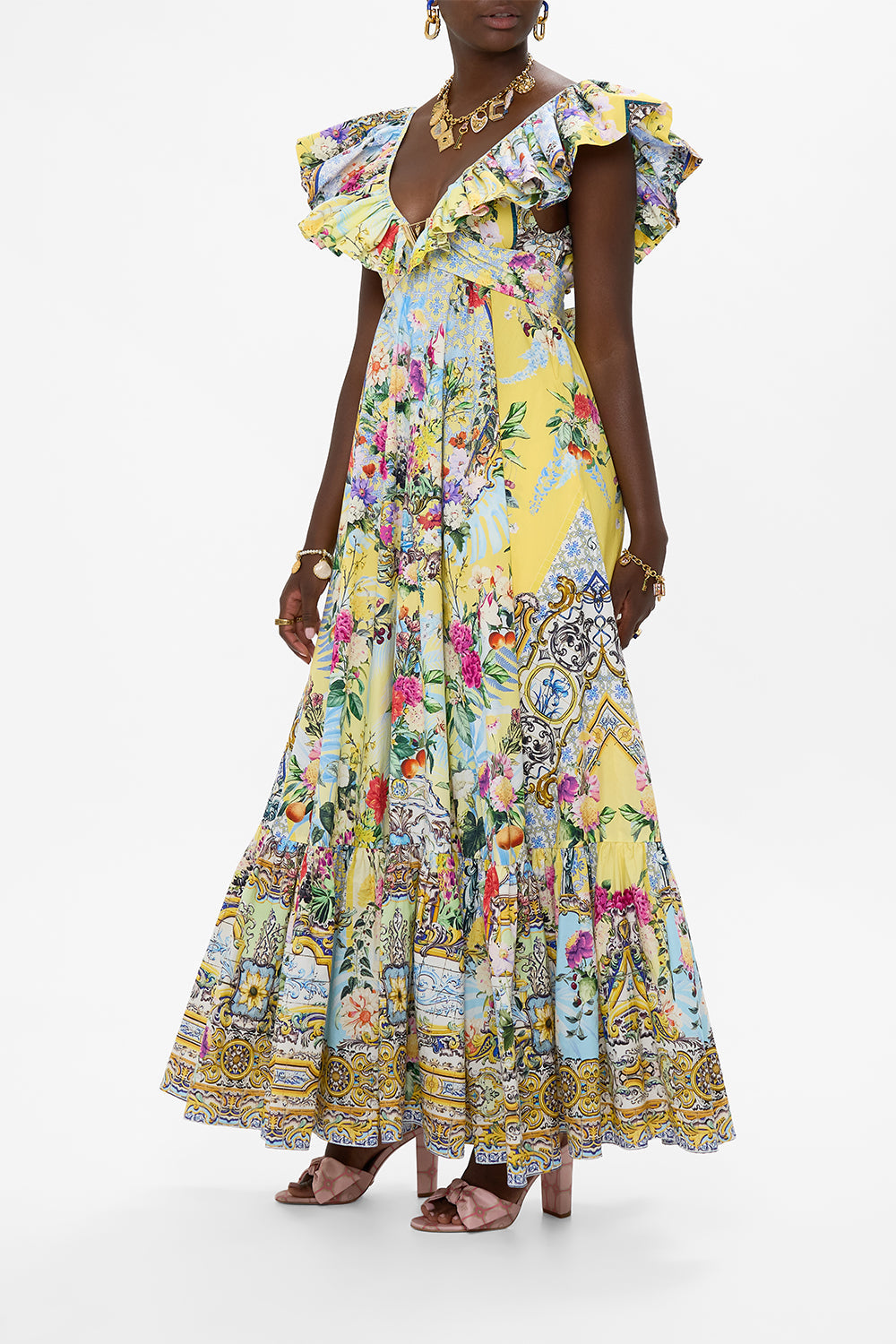 FRILL NECK DRESS WITH HARDWARE FLOR FANTÁSTICA