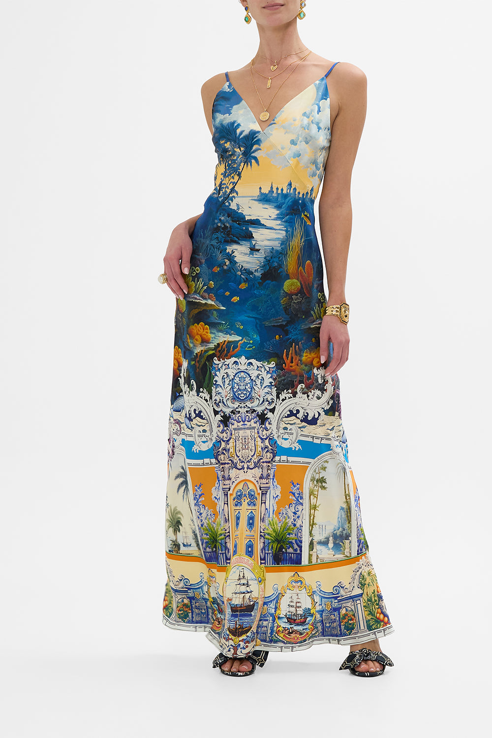 V NECK FULL LENGTH BIAS SLIP DRESS SONG OF SAINT ANTHONY