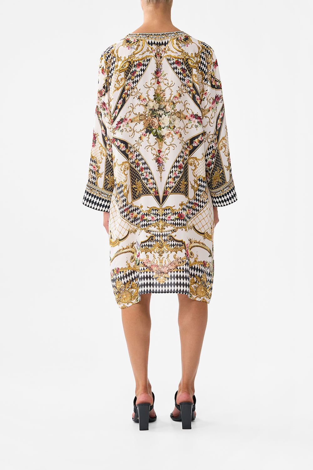 The CAMILLA MINI SHIRT DRESS TOTALLY OZMOPOLITAN in our  print.