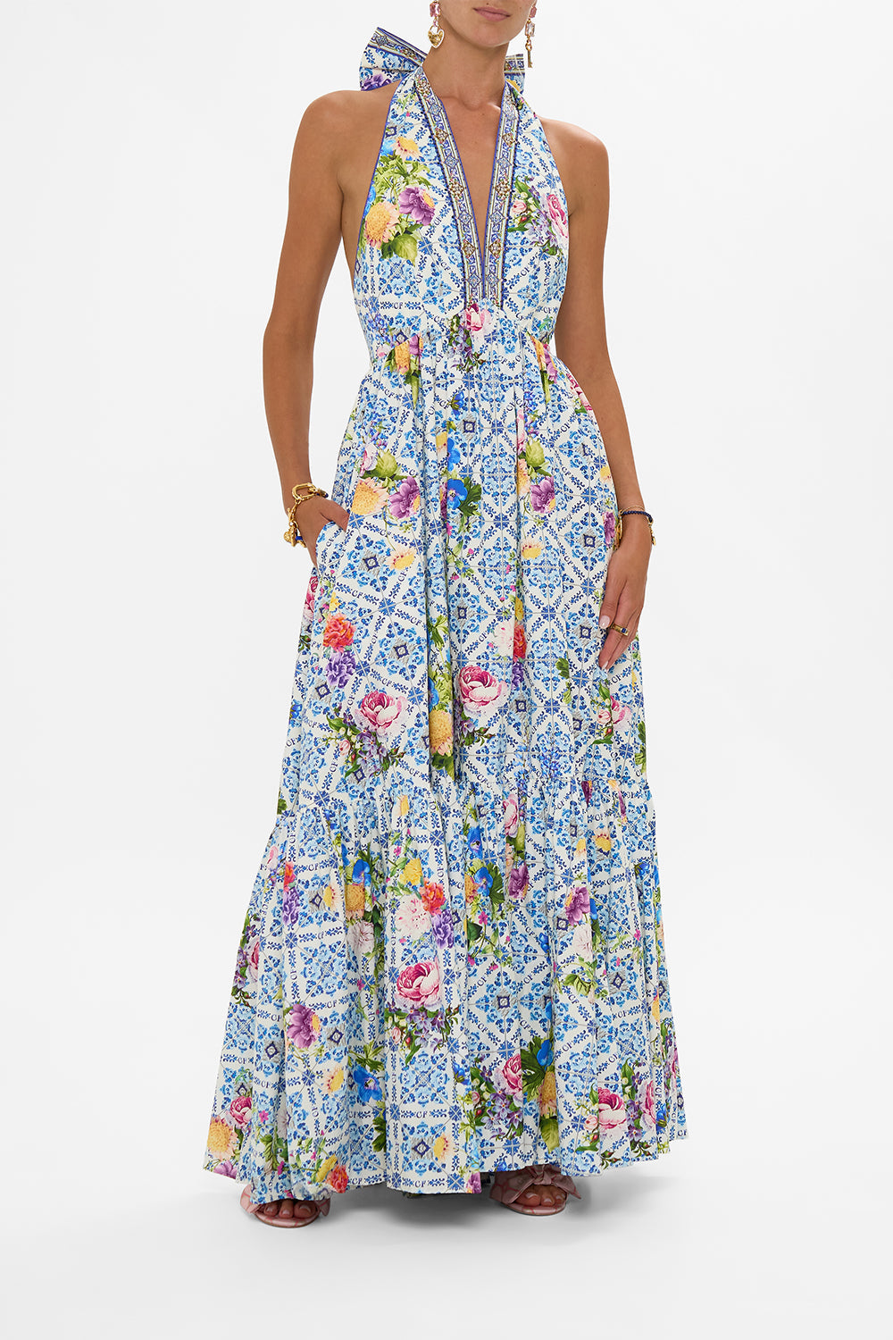 The CAMILLA DOUBLE BREASTED SOFT JACKET SAINTS AND SISTERS in our  print.