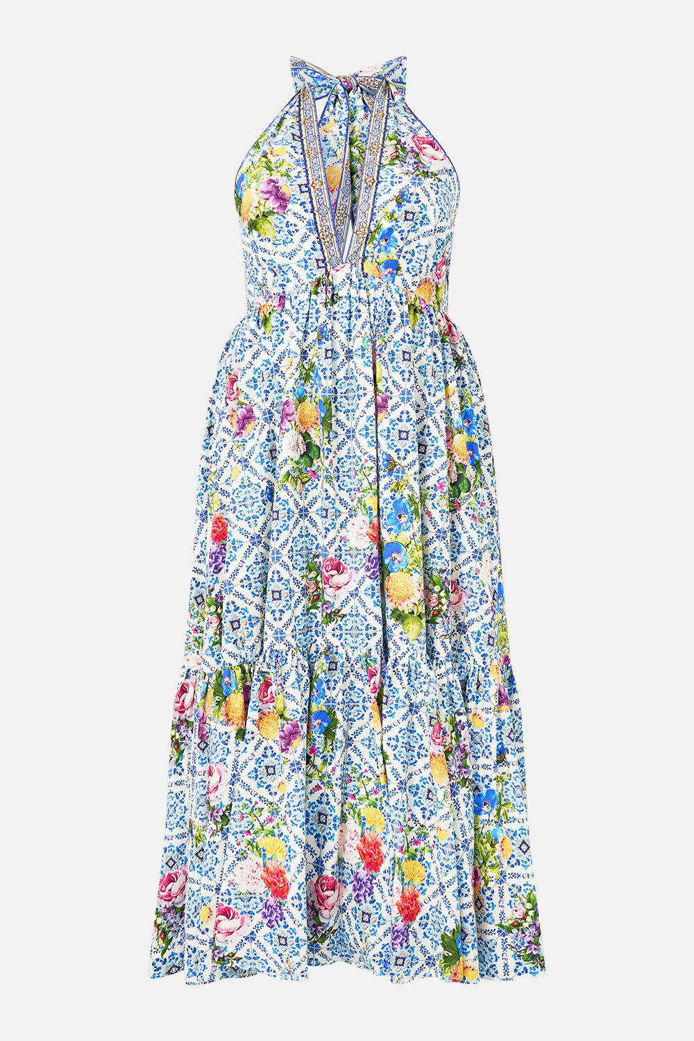 The CAMILLA SHORT EYELET SARONG SUNRISE IN SINTRA in our  print.