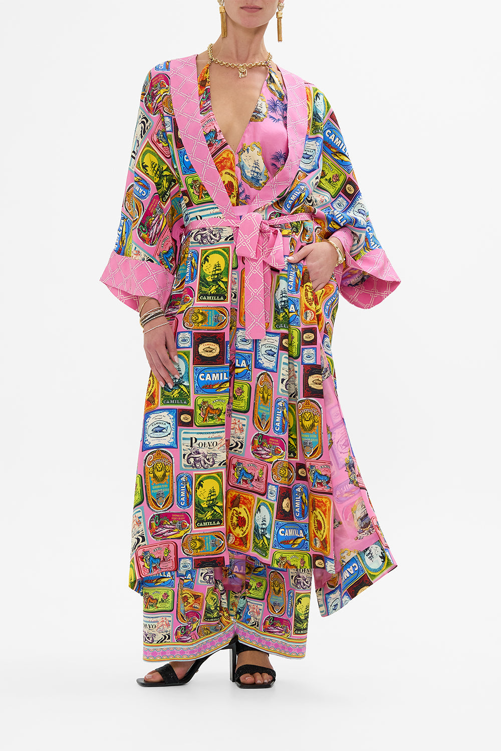 LONG ROBE WITH NARROW COLLAR SALTY SPLENDOUR