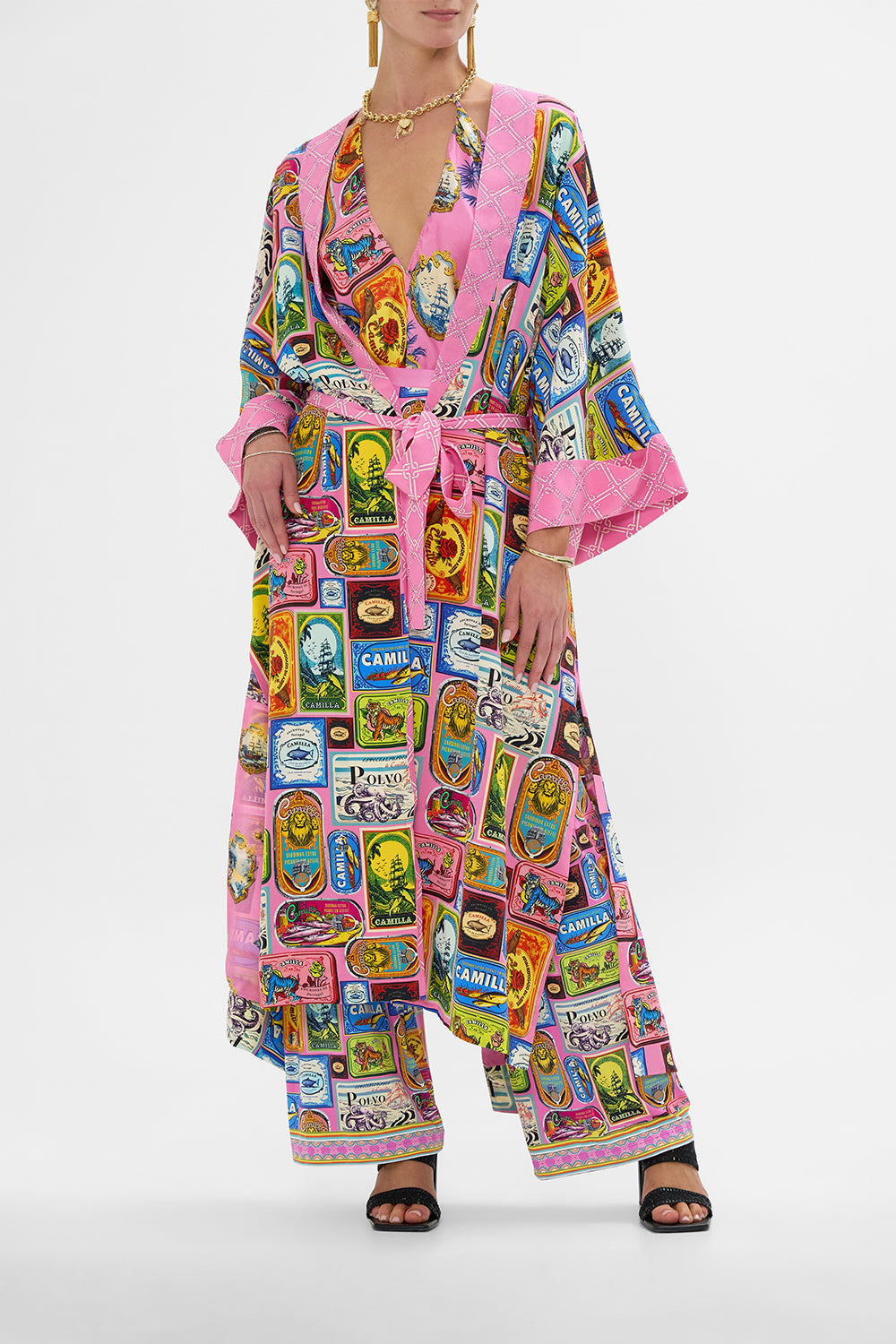 LONG ROBE WITH NARROW COLLAR SALTY SPLENDOUR