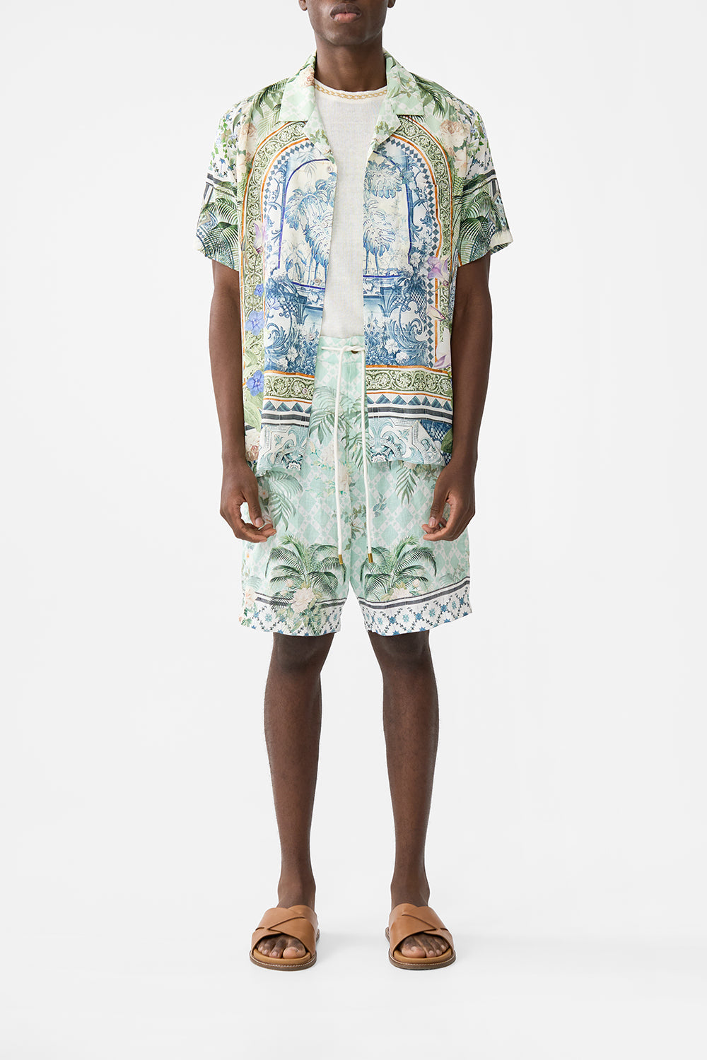 The CAMILLA SCOOP NECK ONE PIECE SUNRISE IN SINTRA in our  print.