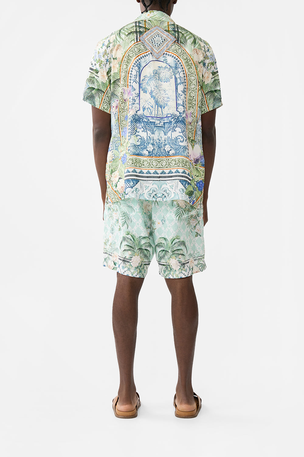 The CAMILLA SCOOP NECK ONE PIECE SUNRISE IN SINTRA in our  print.