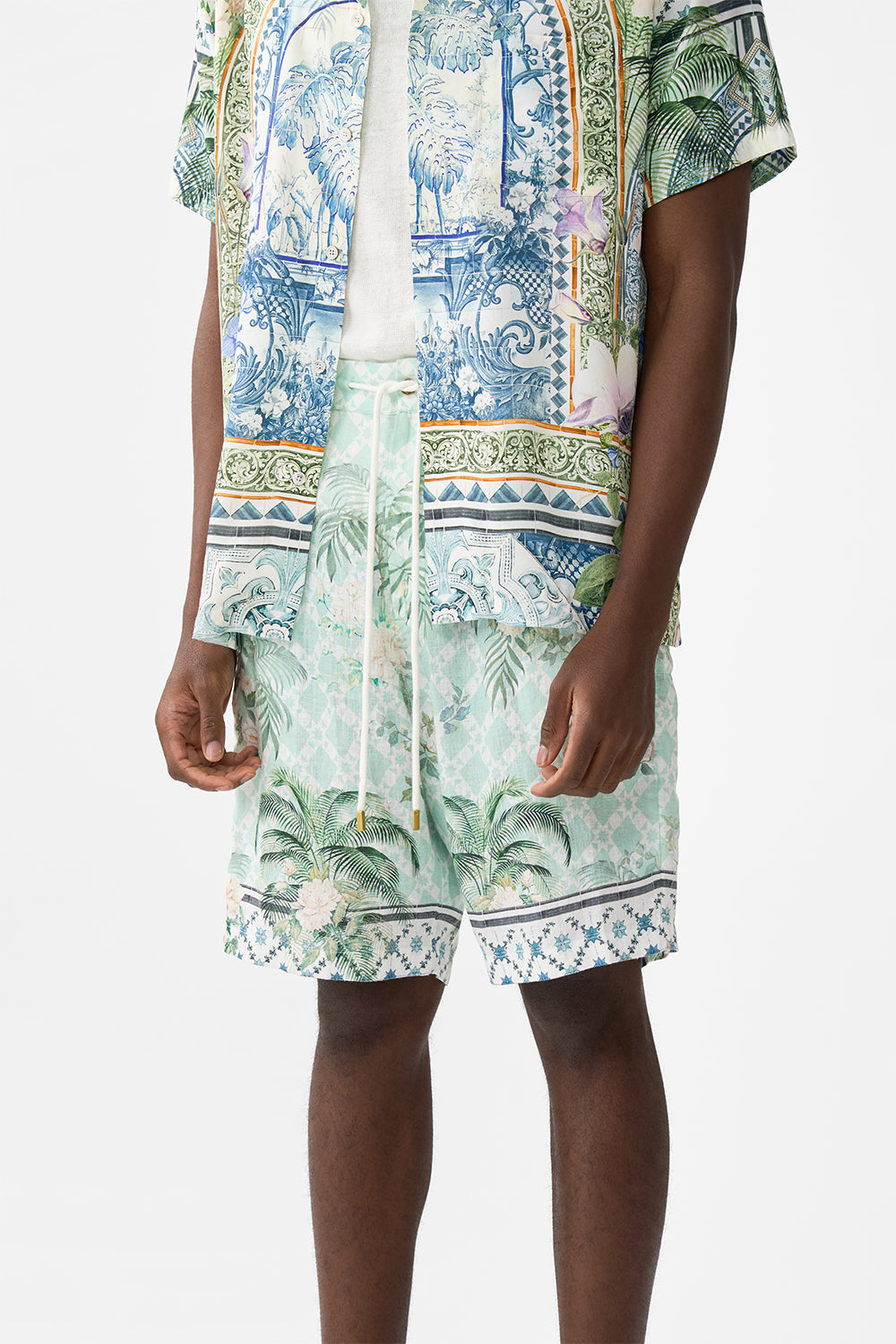 The CAMILLA SCOOP NECK ONE PIECE SUNRISE IN SINTRA in our  print.