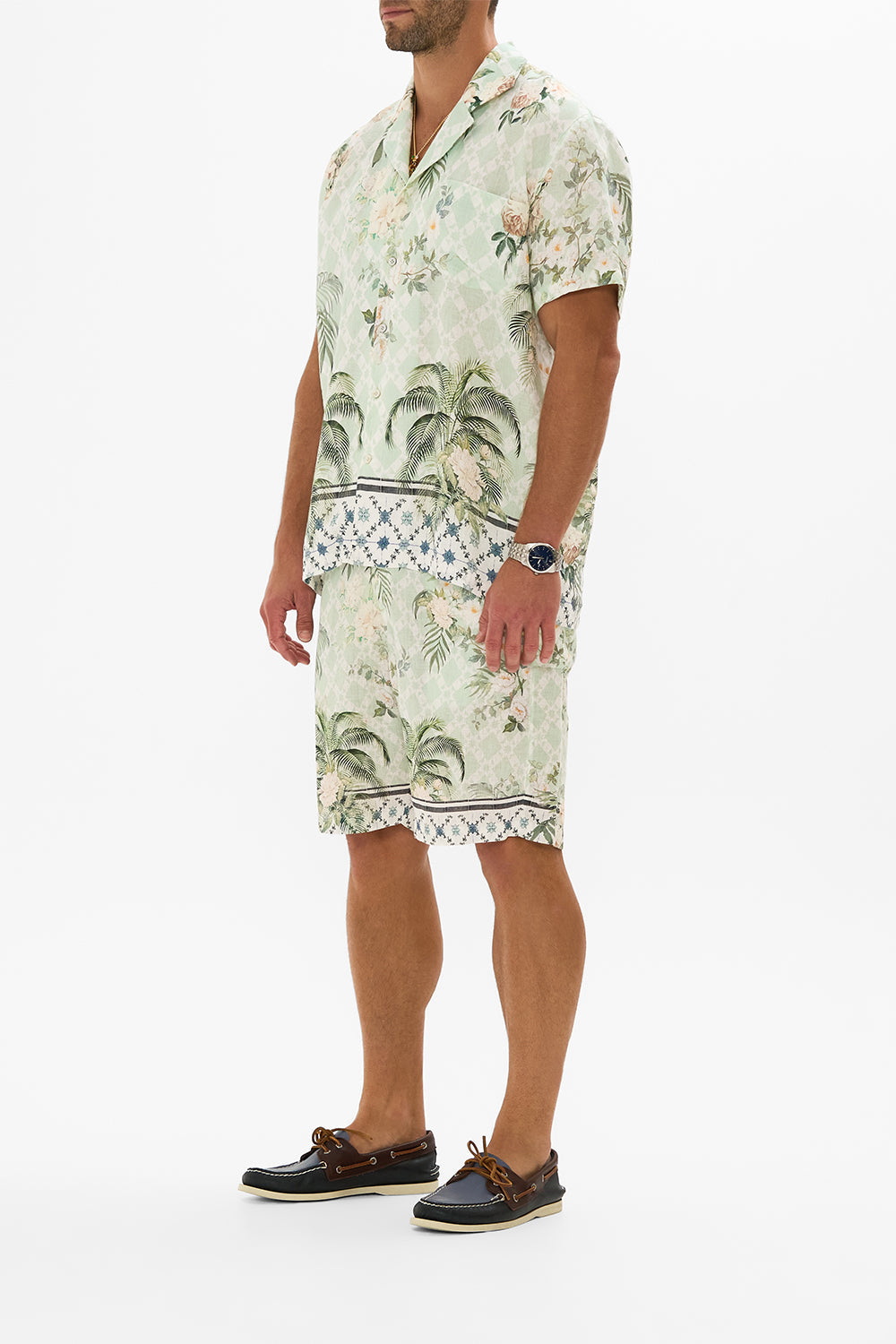 RELAXED FIT CAMP-COLLAR SHORT SLEEVE SHIRT JARDIM PARTY