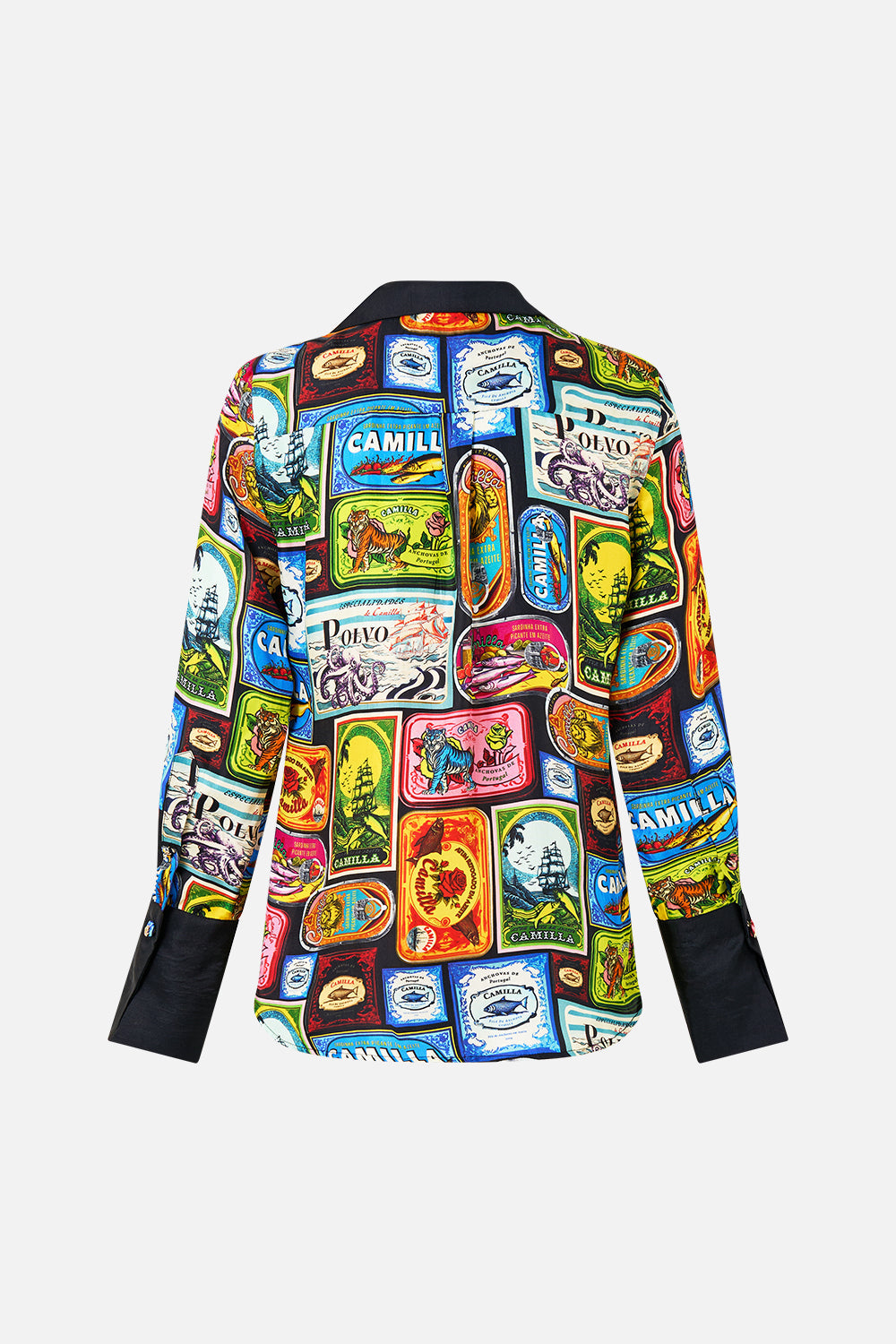 The CAMILLA V-NECK BLOUSON SLEEVE BLOUSE SUNRISE IN SINTRA in our  print.