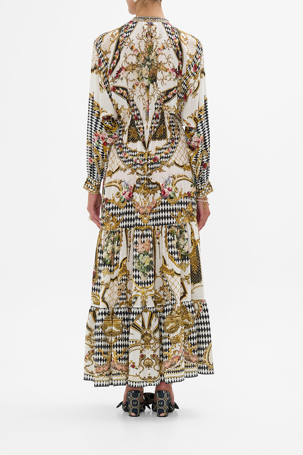 TIERED SHIRTDRESS WITH WIDE WAIST TIE ROCOCO GLOW