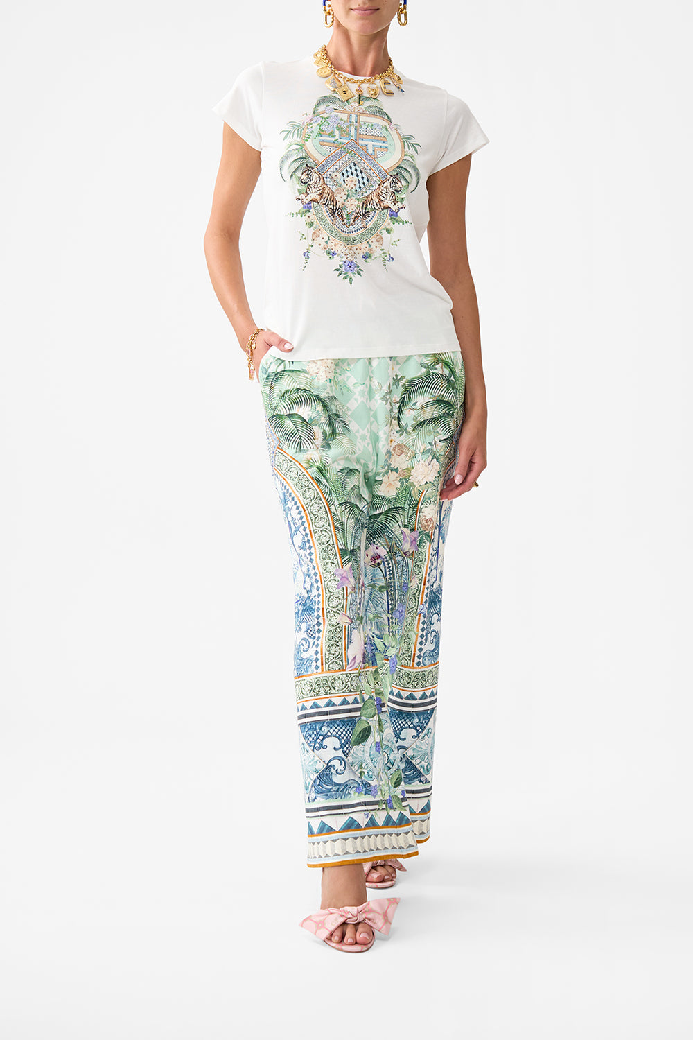 SLIM FIT ROUND NECK T-SHIRT - WHITE JARDIM PARTY