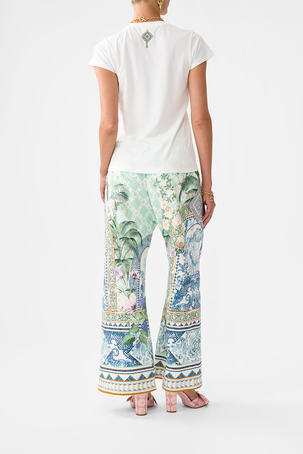 The CAMILLA BIND EDGE REVERSIBLE PANT SALTY SPLENDOUR in our  print.