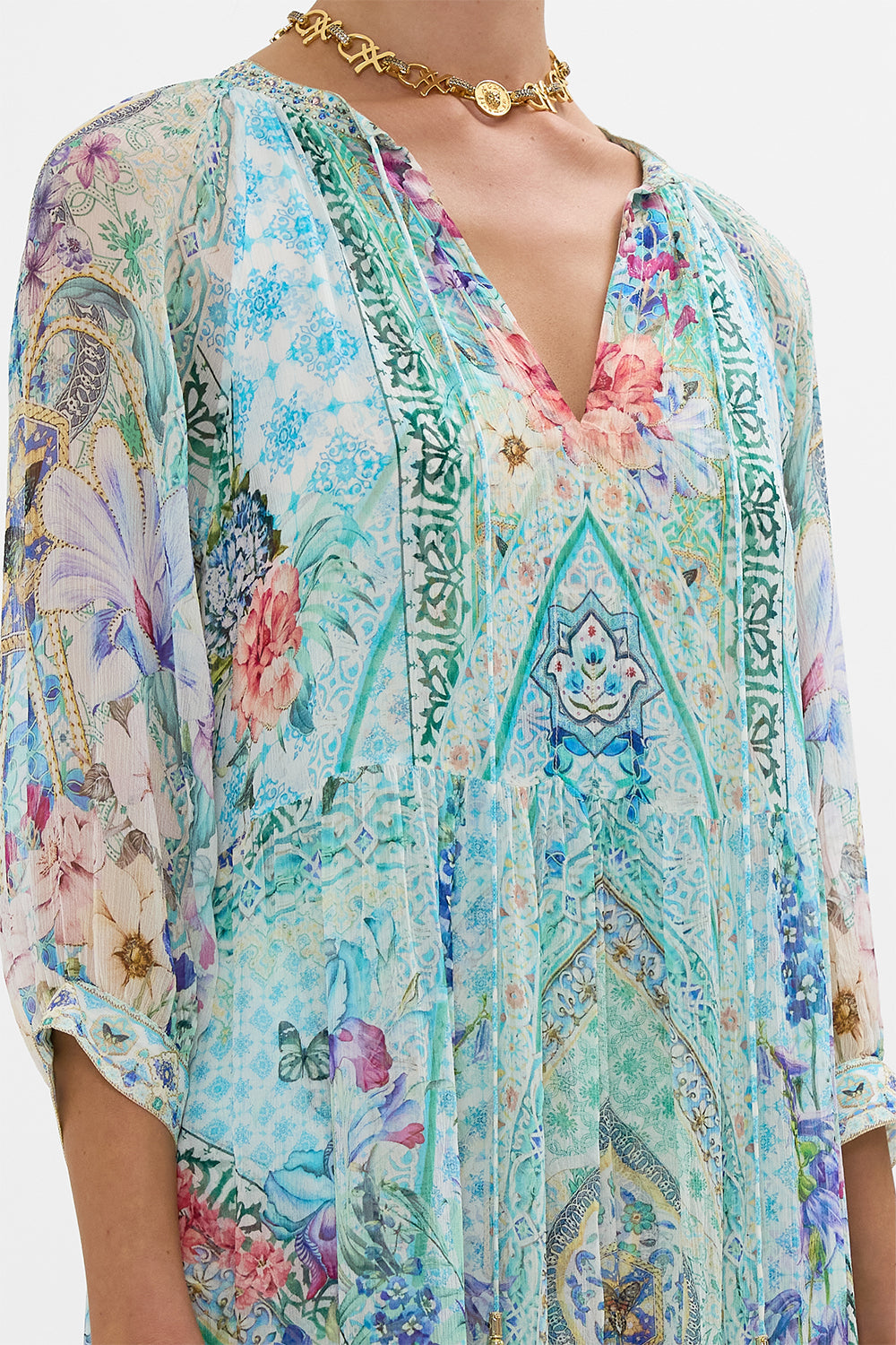 LONG GATHERED PANEL DRESS SUNRISE IN SINTRA