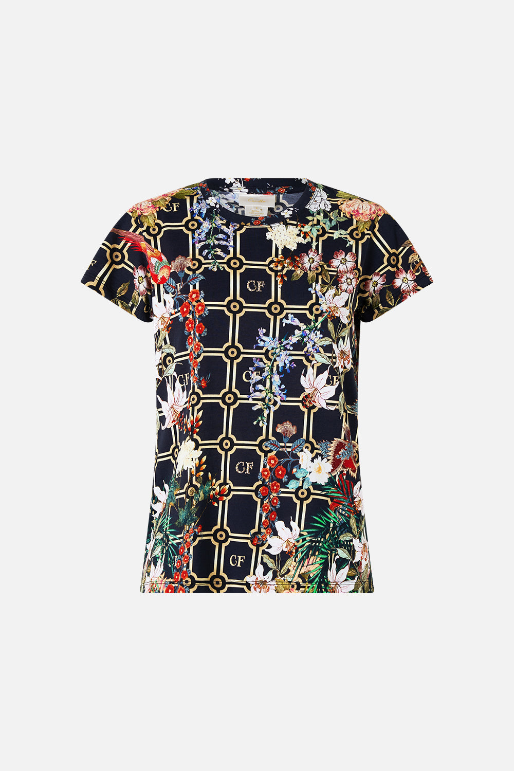 SLIM FIT ROUND NECK T-SHIRT - MULTI PALACIO POETRY