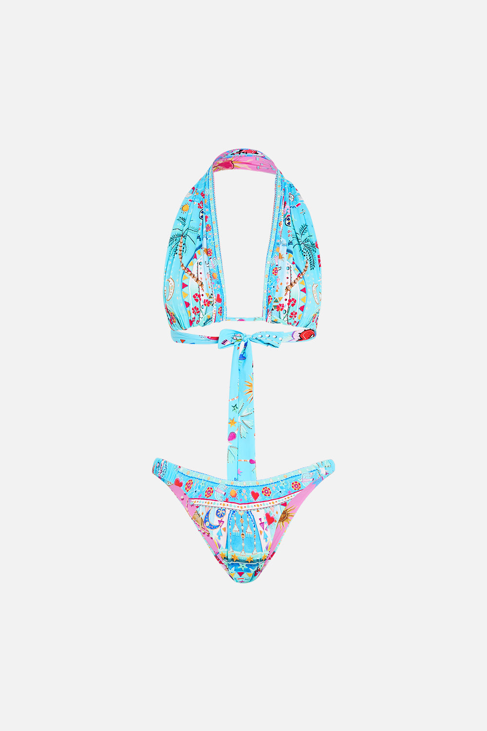 REVERSIBLE HALTER BIKINI A PAINTED VILLAGE
