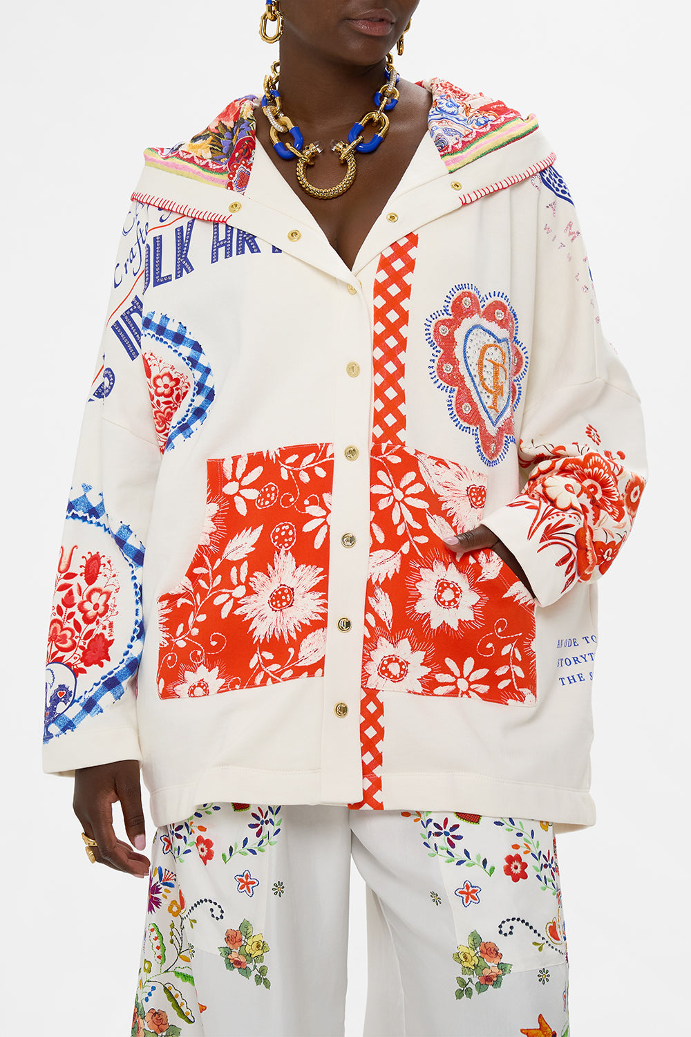 HOODIE JACKET WITH POCKETS FAITH, LUCK & JUSTICE